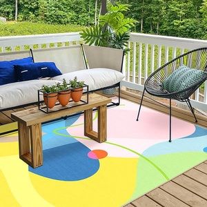 NWT Ruggable 5x7’ rug cover (no pad) Monica Ahanonu Outdoor Mango Sunny Pink Rug